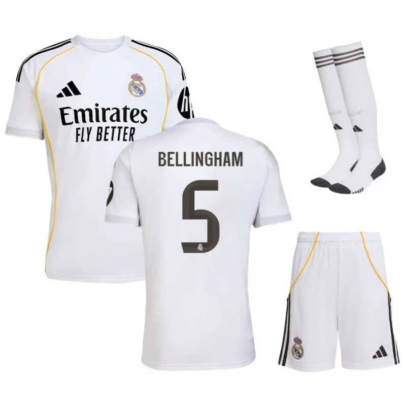 Real Madrid BELLINGHAM Kids' 2025/26 Home Kit - White