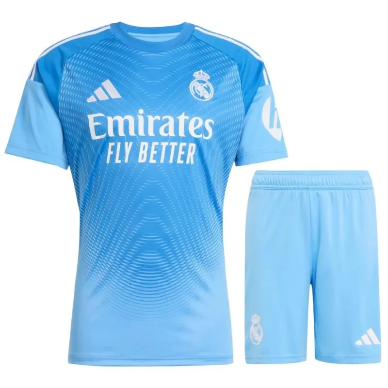 Maglia + Short bambino portiere di casa della Real Madrid CF 2025/26 - Blu