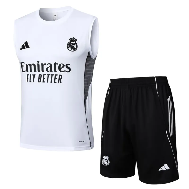 Completo Pantaloncini e Canotta Real Madrid 2025/26 - Bianco