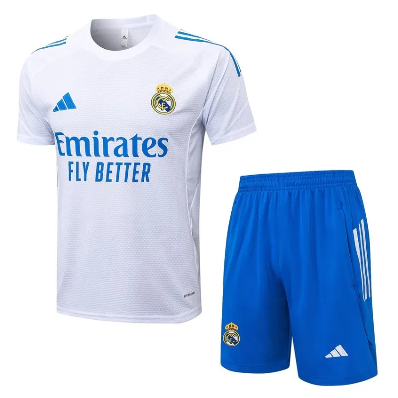 Maillot + Short d’entraînement Real Madrid 2025/26 - Blanc/Bleu