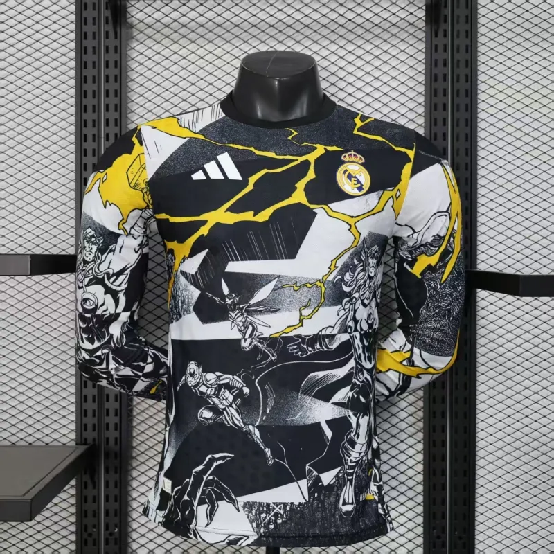 Real Madrid Langarm-Spieler-Trikot Marvel-Edition 2025/26 - Schwarz
