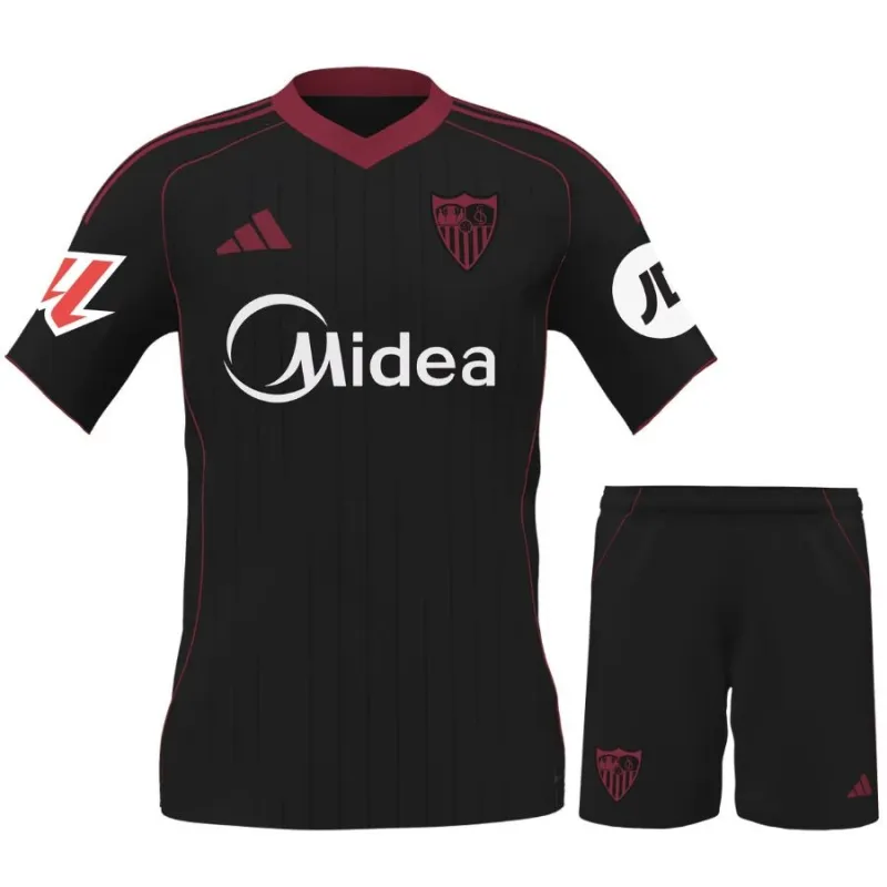 Sevilla 2025/26 Third Kids' Jersey + Shorts - Black