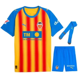 Valencia 2025/26 Third Kids' Kit Jersey - Yellow/Blue/Red