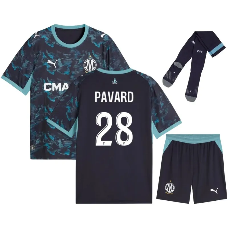 Marseille PAVARD 2026/27 Away Kids Kit Jersey
