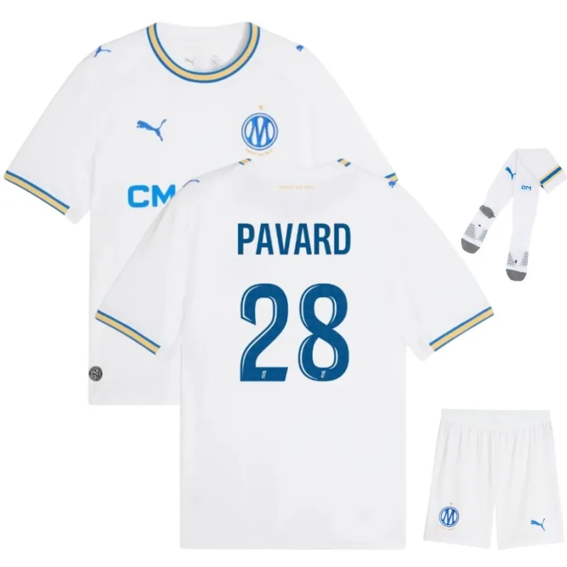 Marseille PAVARD 2026/27 Home Kids Kit Jersey