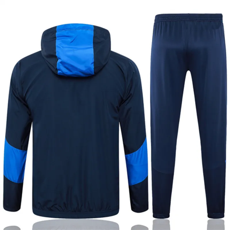 Winddichter Kapuzen-Tracksuits von Olympique de Marseille für 2024/25 - Blau