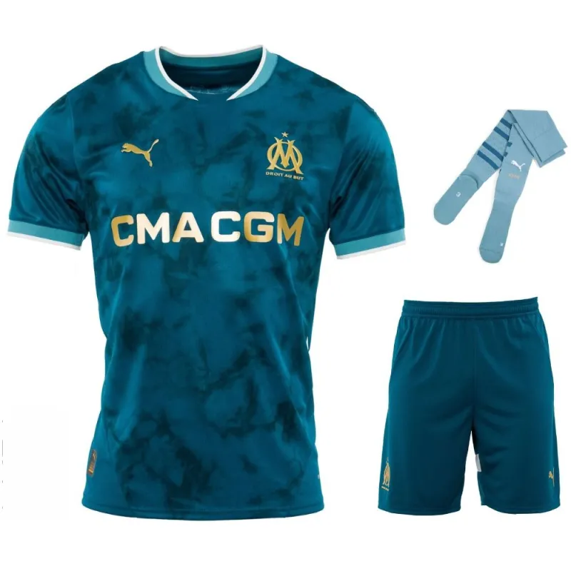 Marseille Kids' 2024/25 Away Jersey Set - Blue