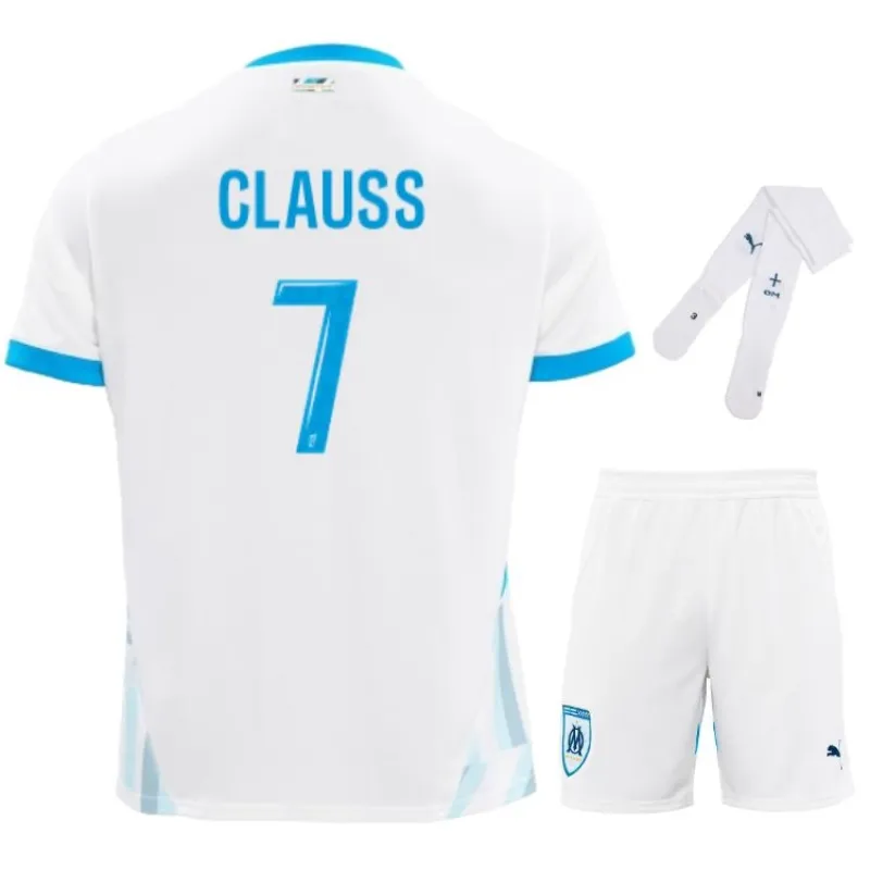 CLAUSS Marseille 2024/25 Home Kids Jersey Set - White