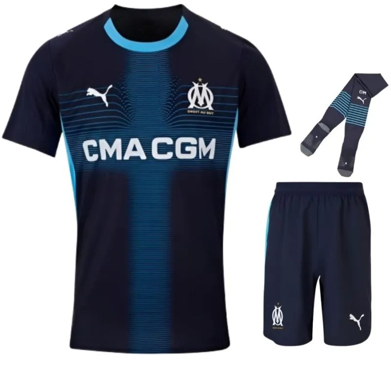 Olympique de Marseille 2025/26 Kids' Away Kit - Blue