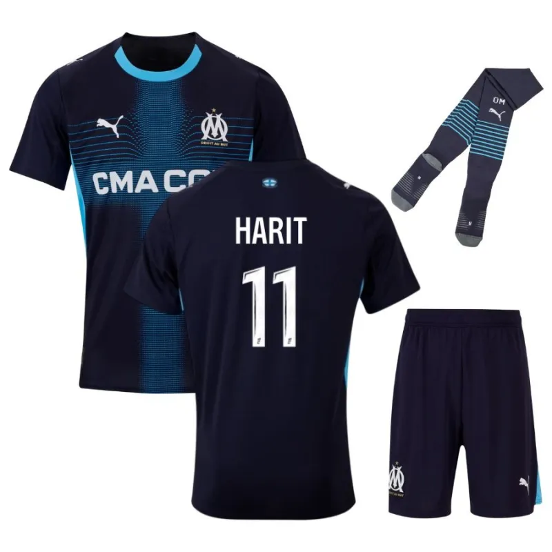 Set di maglia bambini di HARIT dell'Olympique Marseille 2025/26 in trasferta - Blu