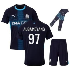 Marseille AUBAMEYANG 2025/26 Away Kids' Jersey Set - Black