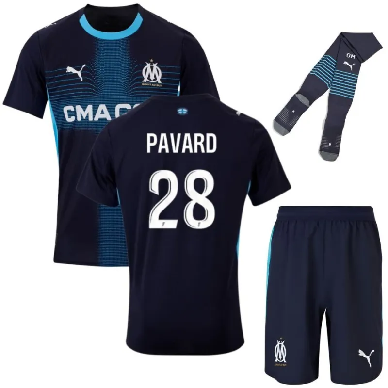 Marseille PAVARD 2025/26 Maillot Extérieur Enfant - Noir