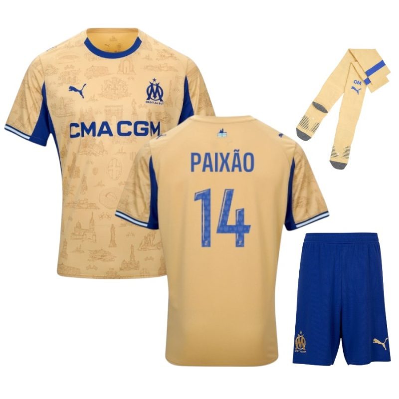 Marseille PAIXAO 2025/26 Kinder viertes Trikot Set - Beige