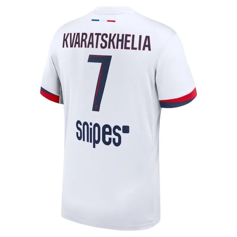 Set del kit de fuera de casa 2024/25 para niños de Paris Saint - Germain que viste Khvicha Kvaratskhelia - Blanco​