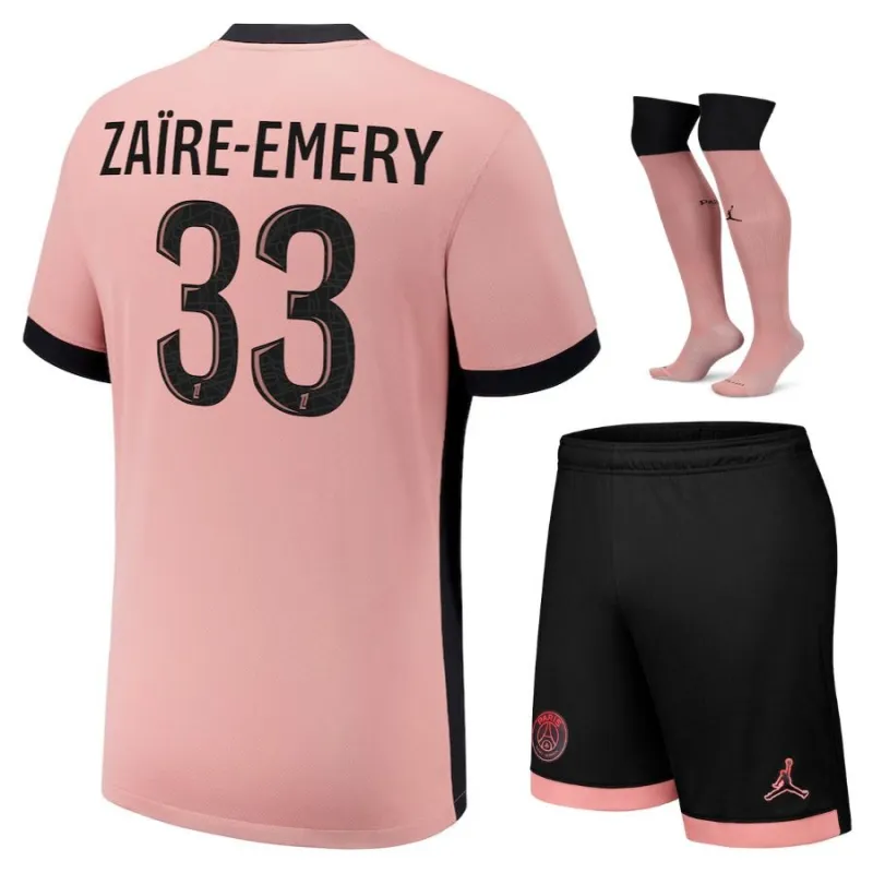 Paris Saint - Germain 2024/25 Dritter Kinderstrikot - Set - Rosa von Warren Zaire - Emery