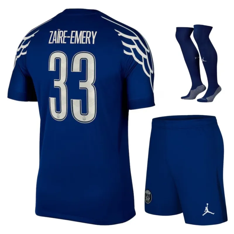 Set della quarta kit per bambini di Paris Saint - Germain 2024/25 indossato da Zaire - Emery's - Blu