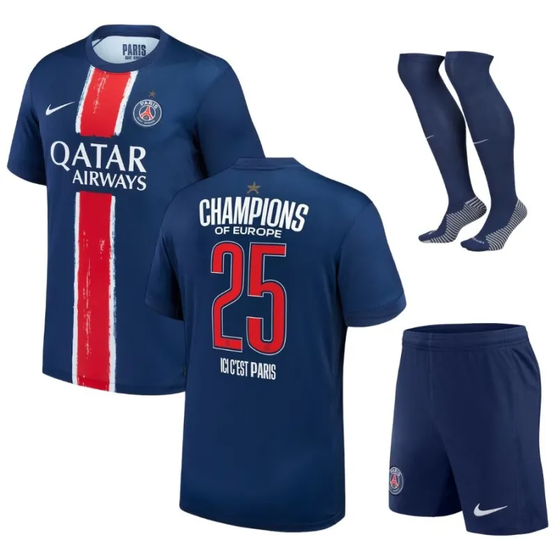 Paris Saint-Germain 2025 Home UCL Champions Kids' Kit with One Star- Blue
