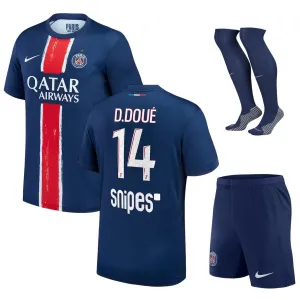 Paris Saint - Germain D.DOUÉ 2024/25 Home Kids' Kit Jersey with 1 Star- Blue