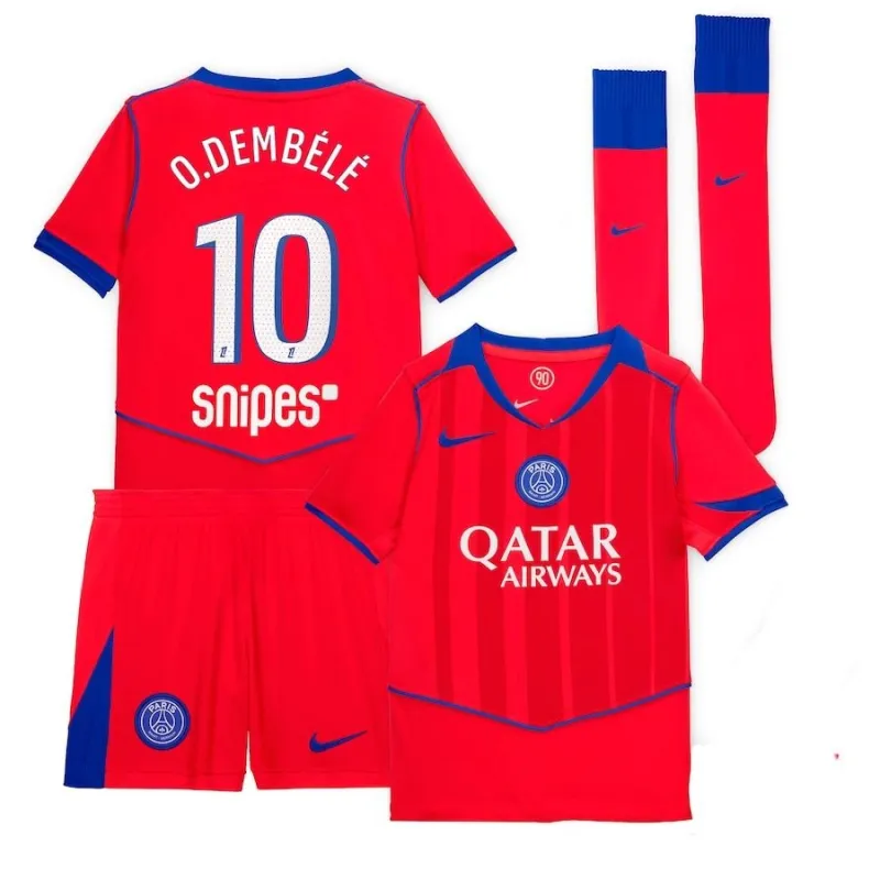Paris Saint-Germain O.DEMBELE 2025/26 Drittes Kindertrikot Set - Rot