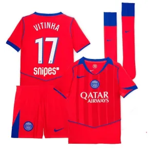 Paris Saint-Germain VITINHA 2025/26 Kids Third Kit Jersey - Red