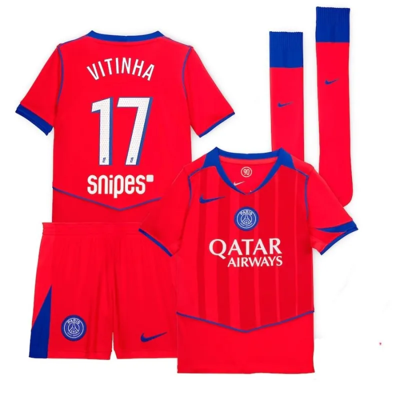 Paris Saint-Germain VITINHA Set Terza Maglia Bambino 2025/26 - Rossa