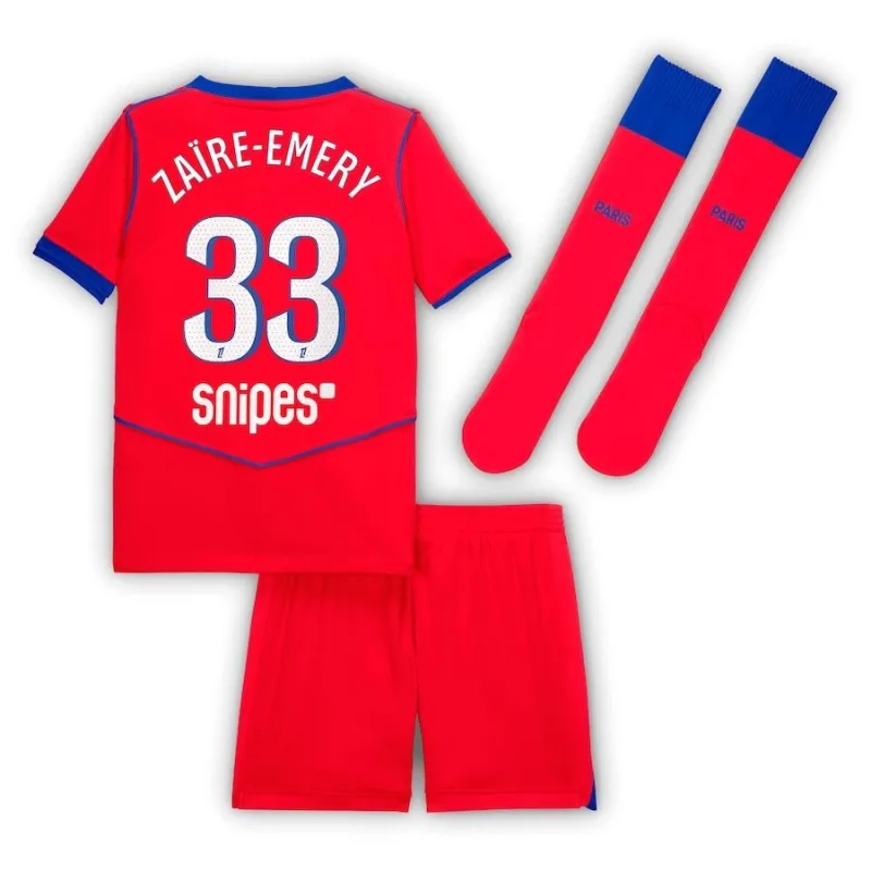 Paris Saint-Germain ZAIRE-EMERY 2025/26 Drittes Kindertrikot Set - Rot