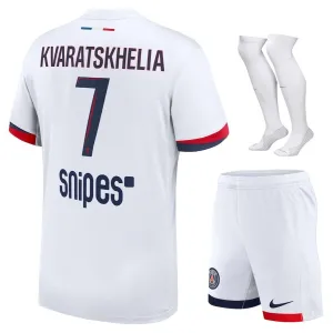 Paris Saint-Germain KVARATSKHELIA 2025/26 Away Kids Kit Jersey - White
