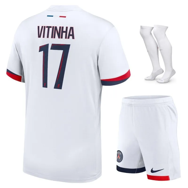 Paris Saint-Germain VITINHA 2025/26 Away Kids Kit Jersey - White