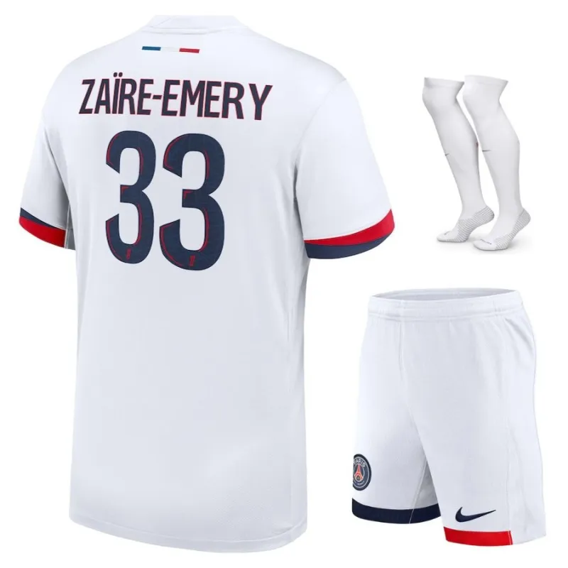 Paris Saint-Germain ZAÏRE-EMERY 2025/26 Away Kids Kit Jersey - White