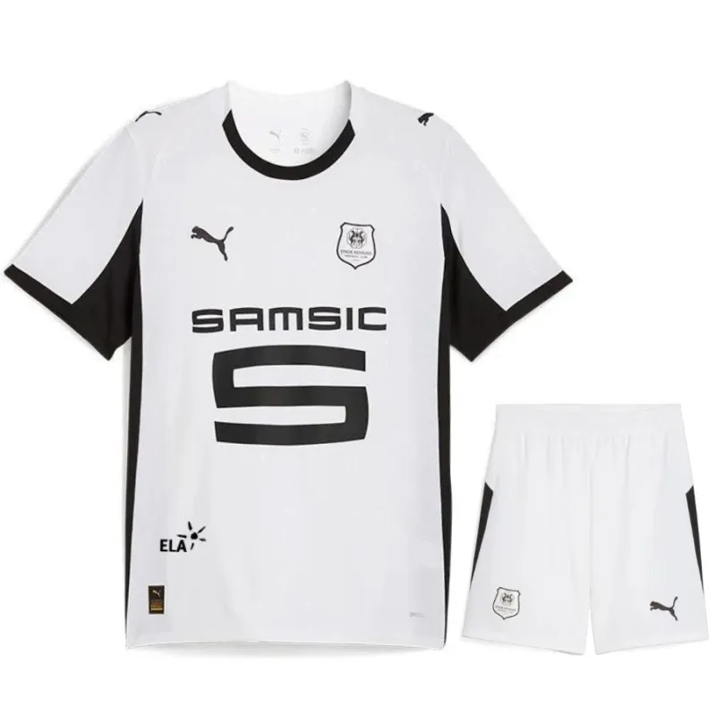 Rennes 2025/26 Away Kids Jersey + Shorts - White