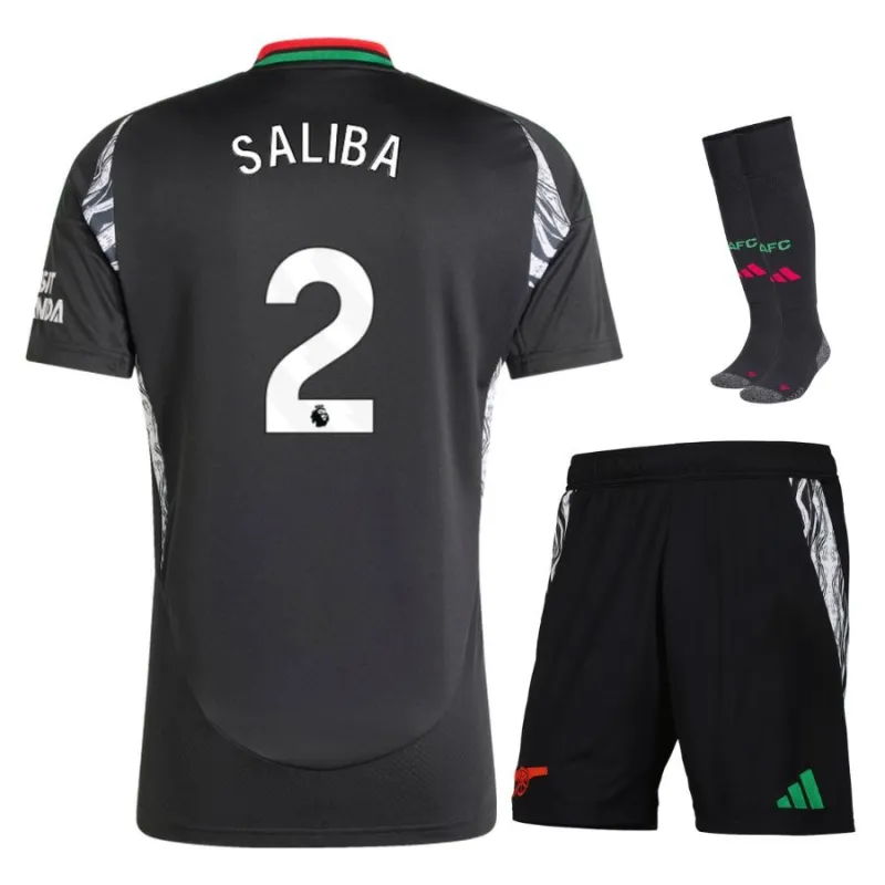 SALIBA Arsenal 2024/25 Kinder - Auswärts - Replikations - Trikot - Schwarz