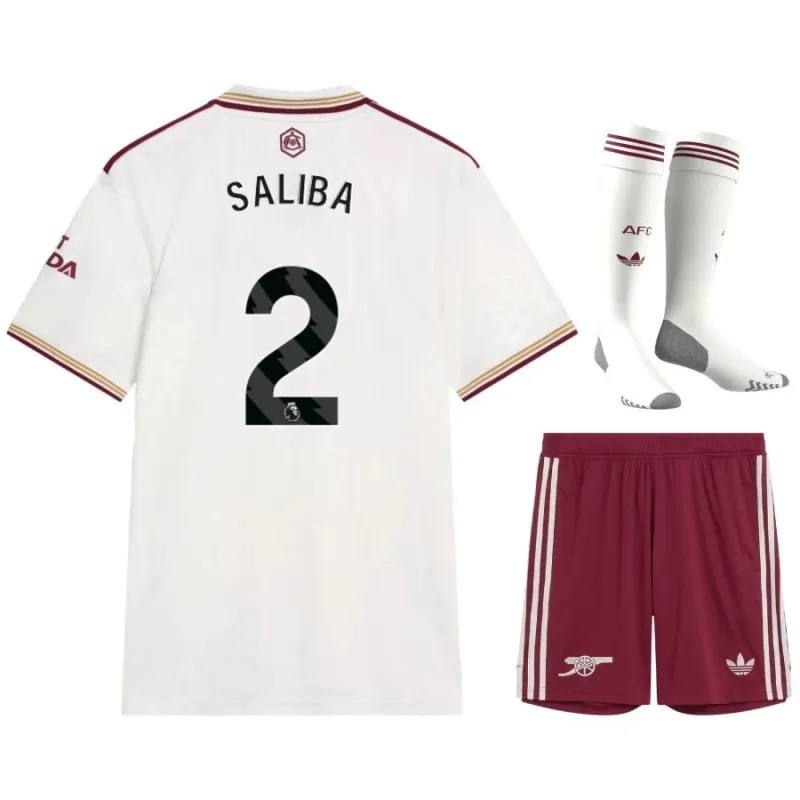 Arsenal SALIBA 2025/26 Drittes Kinder-Trikot-Set - Weiß