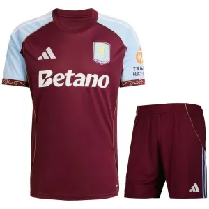Aston Villa 2025/26 Home Kids Jersey + Shorts - Red