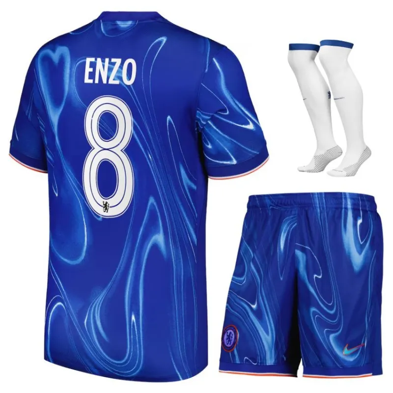 El conjunto de camisetas para niños de casa de Chelsea 2024/25 de Enzo - Azul