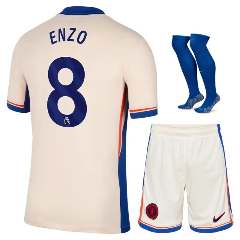 El conjunto de camisetas para niños de fuera de casa de Chelsea 2024/25 de Enzo - Naranja claro