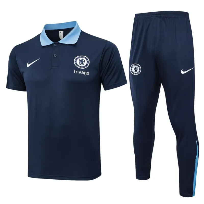 Maglia da allenamento Polo + Pantaloni di Chelsea 2024/25 - Blu scuro