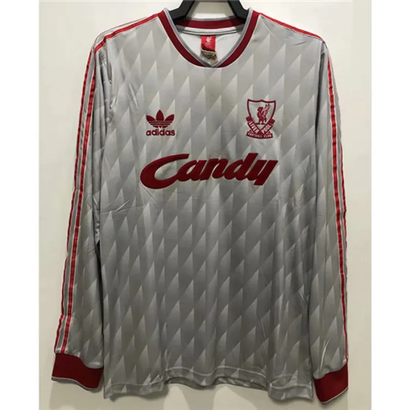 Camiseta de manga larga de visitante retro de Liverpool 1989 - 91 - Gris