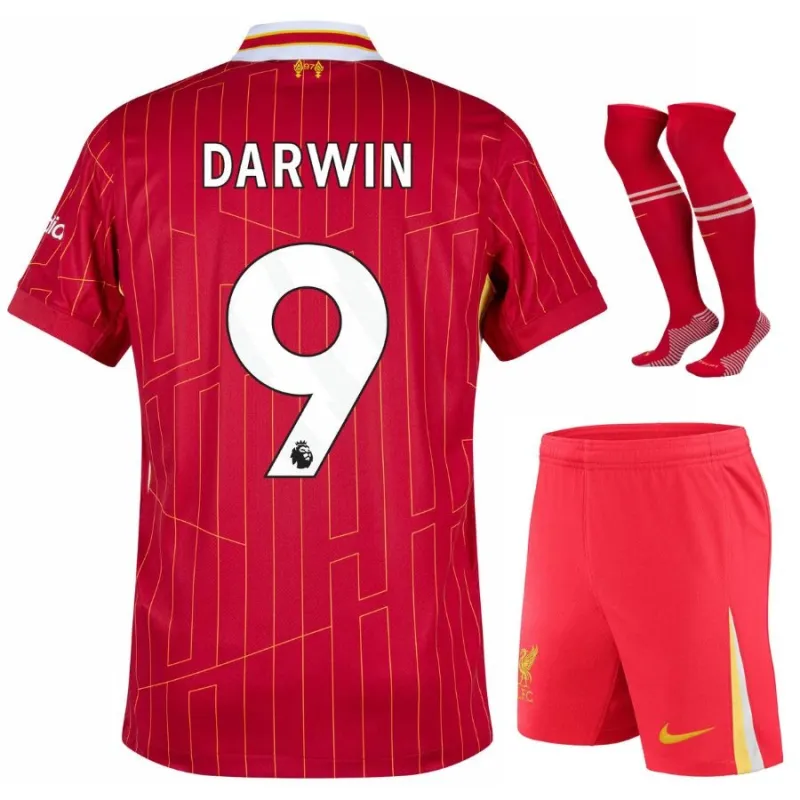 Set di maglia per bambini home di Liverpool 2024/25 di Darwin - Rosso