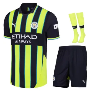 Set di maglia per bambini di Manchester City 2024/25 di trasferta - Nero/Verde