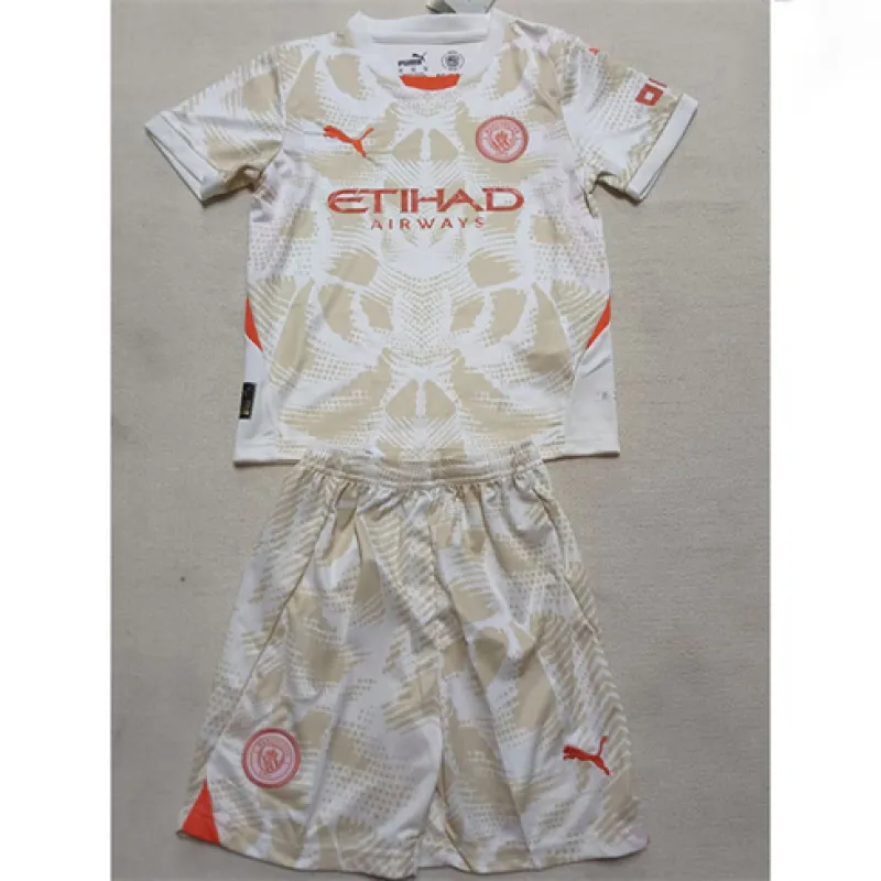 Manchester City Kinder Torwart-Trikot und Shorts 2024/25 - Weiß