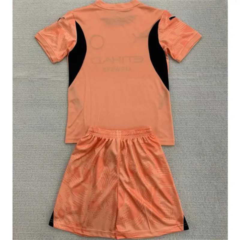 Camiseta y pantalones cortos de arquero para niños de Manchester City 2024/25 - Naranja