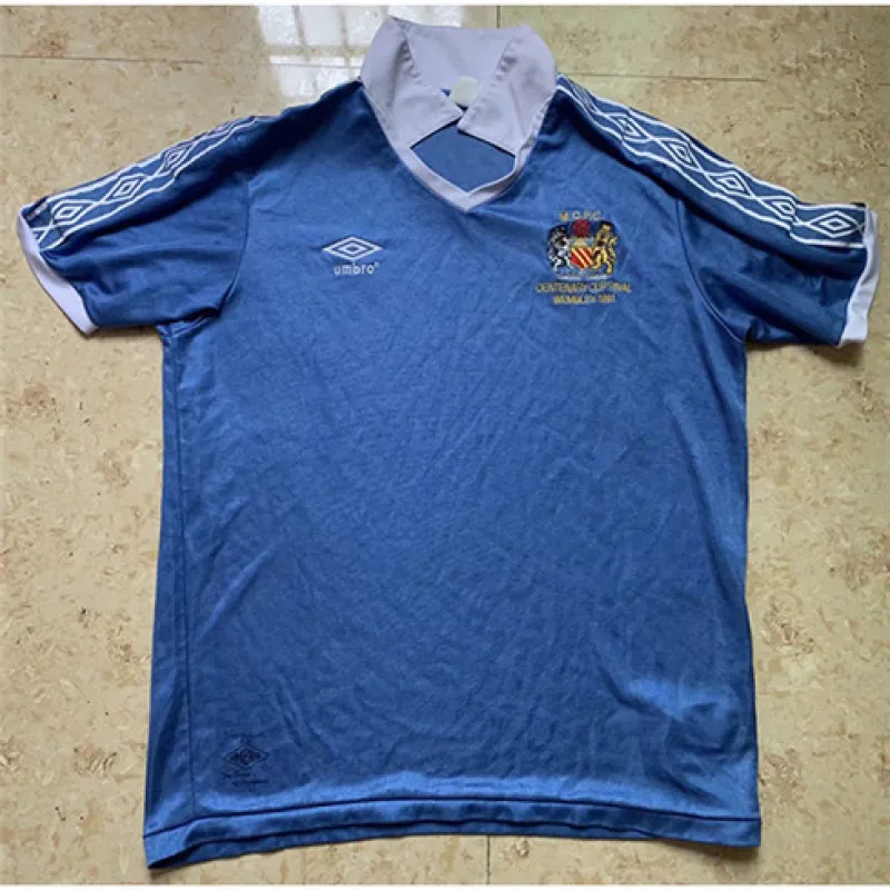Maglia di campo di casa retrò di Manchester City 1981/82 - Blu