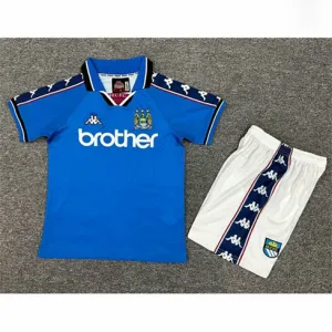 Maglia retrò di campo di casa per bambini di Manchester City 1997/98 - Blu