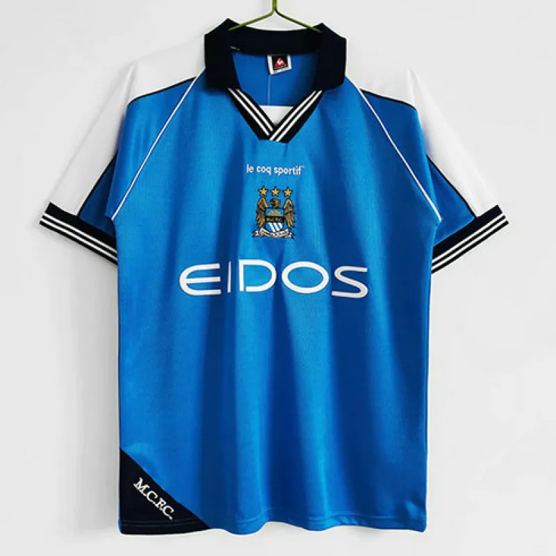 Maglia retrò di campo di casa di Manchester City 1999 - 01 - Blu