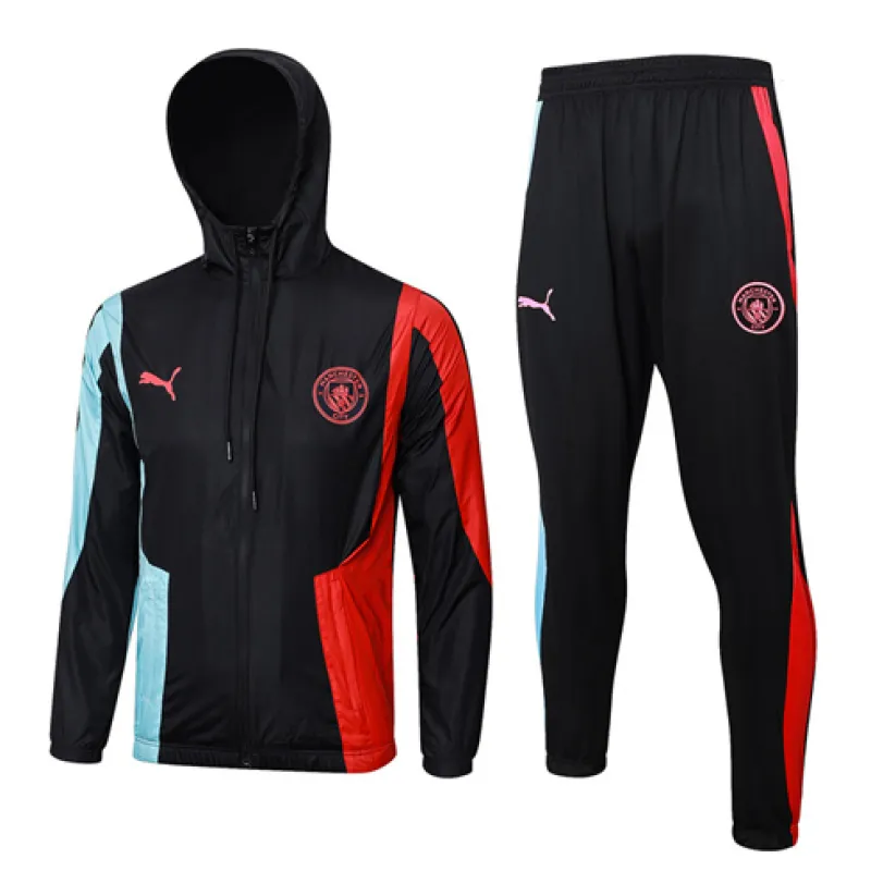 Giubbotto sportivo con cappuccio antivento di Manchester City 2024/25 - Nero