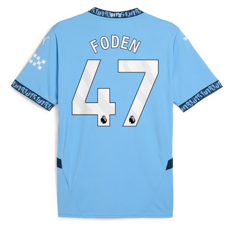 FODEN Set di maglia per bambini di casa di Manchester City 2024/25 - Blu