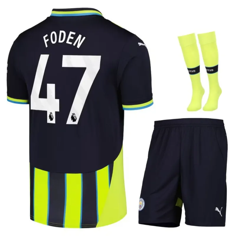 FODEN Manchester City Kids' Away Jersey Set 2024/25 - Black/Green
