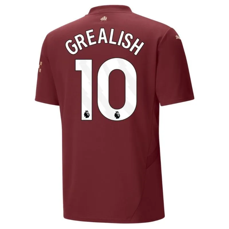 GREALISH Manchester City Kids' Third Jersey Set 2024/25 - Burgundy