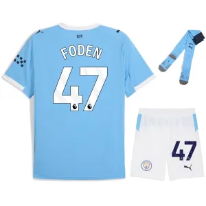 Kit infantil FODEN de Manchester City 2025/26 local - Azul