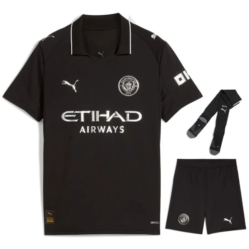 Ensemble de maillot enfant à l'extérieur du Manchester City 2025/26 - Noir